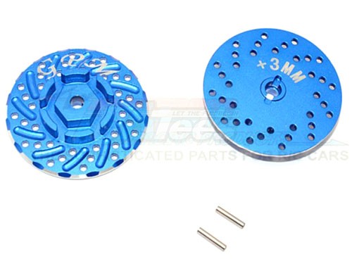 GPM Racing Axial SCX10 II Aluminium Front/Rear Wheel Hex Claw +3MM With Brake Disk-2Pcs Blue