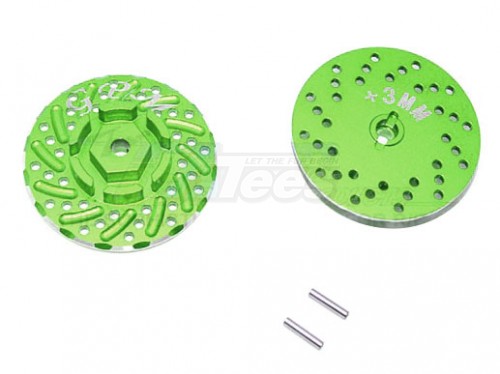 GPM Racing Axial SCX10 II Aluminium Front/Rear Wheel Hex Claw +3MM With Brake Disk-2Pcs Green