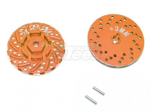 GPM Racing Axial SCX10 II Aluminium Front/Rear Wheel Hex Claw +3MM With Brake Disk-2Pcs Orange