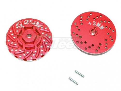 GPM Racing Axial SCX10 II Aluminium Front/Rear Wheel Hex Claw +3MM With Brake Disk-2Pcs Red