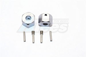GPM Racing Axial SCX10 II Aluminium Wheel Hex Adapters 12MM X 9MM - 2Pcs Set Gun Metal