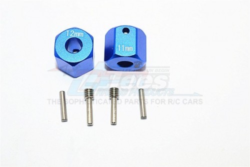 GPM Racing Axial SCX10 II Aluminium Wheel Hex Adapters 12MM X 11MM 2Pcs Set Blue