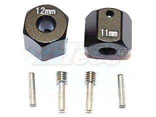 GPM Racing Axial SCX10 II Aluminium Wheel Hex Adapters 12MM X 11MM - 2Pcs Set Black