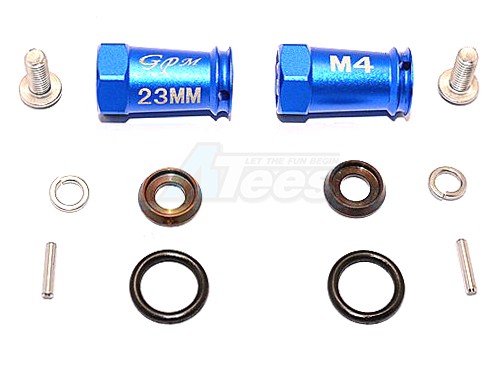 GPM Racing Axial SCX10 II Aluminium Wheel Hex Adapters 23MM Width (Use For 4MM Thread Wheel Shaft & 4MM Hole Wheel) - 1Pair Set Blue