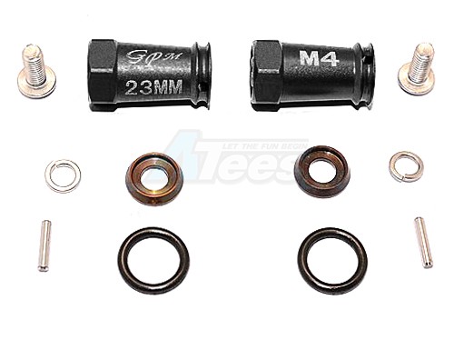 GPM Racing Axial SCX10 II Aluminium Wheel Hex Adapters 23MM Width (Use For 4MM Thread Wheel Shaft & 4MM Hole Wheel) - 1Pair Set Black