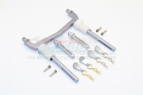 GPM Racing Axial SCX10 II Aluminium Front/Rear Body Post Mount With Clips - 1Set Gun Metal