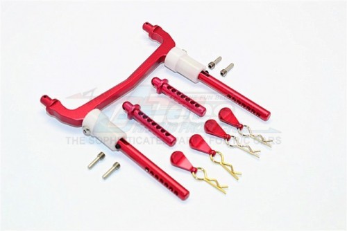 GPM Racing Axial SCX10 II Aluminium Front/Rear Body Post Mount With Clips - 1Set Red