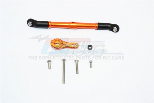 GPM Racing Axial SCX10 II Aluminium Adjustable Servo Rod & 25T Servo Horn - 2Pcs Set Orange