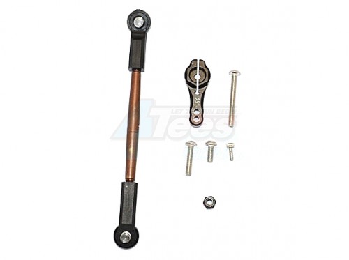 GPM Racing Axial SCX10 II Spring Steel Adjustable Servo Rod & 25T Servo Horn - 1Set Black