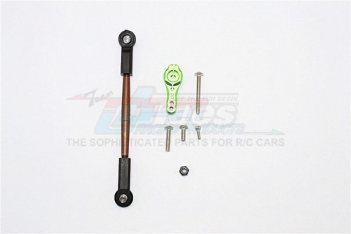 GPM Racing Axial SCX10 II Spring Steel Adjustable Servo Rod & 25T Servo Horn - 1Set Green