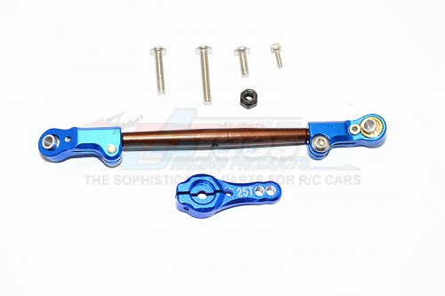 GPM Racing Axial SCX10 II Spring Steel Adjustable Servo Rod With Aluminium Ends & 25T Servo Horn - 2Pcs Set Blue