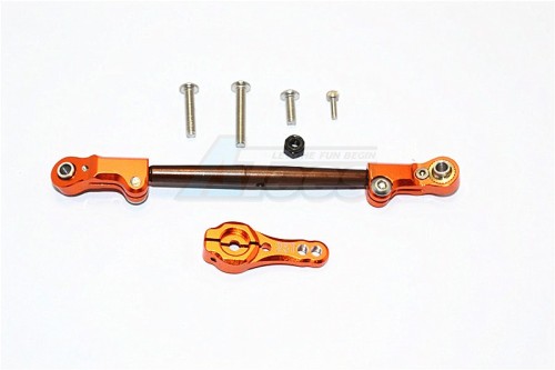GPM Racing Axial SCX10 II Spring Steel Adjustable Servo Rod With Aluminium Ends & 25T Servo Horn - 2Pcs Set Orange