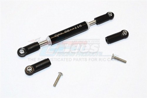 GPM Racing Axial SCX10 II Aluminium Front Adjustable Supporting Link With Changeable Ball Ends - 1Pc Set Black