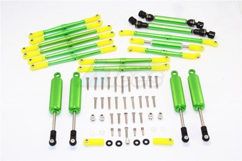 GPM Racing Axial SCX10 II Aluminium Chassis Lift Up Combo (Switch From 77MM To 100MM) - 1Set Green