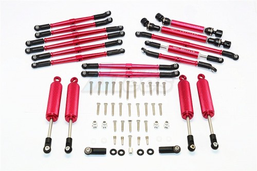 GPM Racing Axial SCX10 II Aluminium Chassis Lift Up Combo (Switch From 77MM To 100MM) - 1Set Red