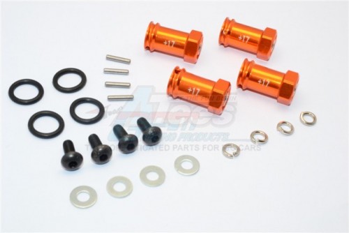 GPM Racing Traxxas Slash 4X4 Aluminum Hex Adaptor (+17mm) 4 Pieces Set Orange