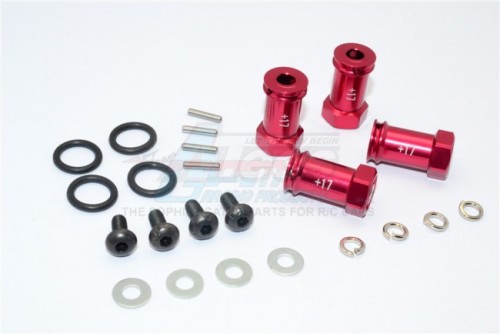 GPM Racing Traxxas Slash 4X4 Aluminum Hex Adaptor(+17MM) - 4Pcs Set Red