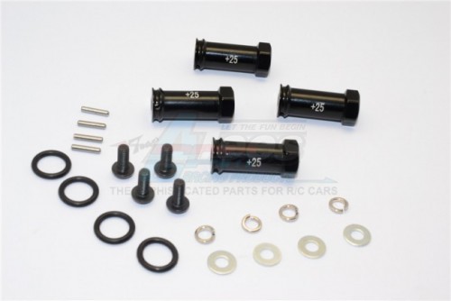 GPM Racing Traxxas Slash Aluminum Hex Adaptor (+25mm) 4 Pieces Set Black