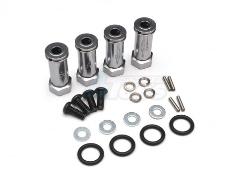 GPM Racing Traxxas Slash Aluminum Hex Adaptor (+25mm) 4 Pieces Set Gun Metal