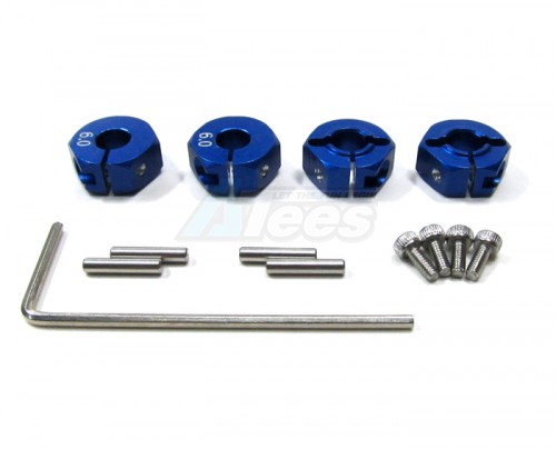 GPM Racing Traxxas Slash Aluminum Hex Adaptor (6mm Thick) 4 Pieces Blue