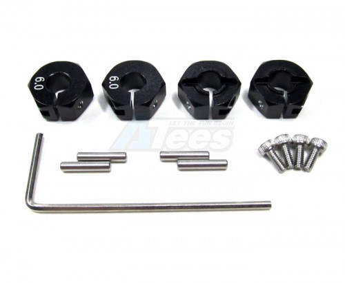 GPM Racing Traxxas Slash Aluminum Hex Adaptor (6mm Thick) 4 Pieces Black