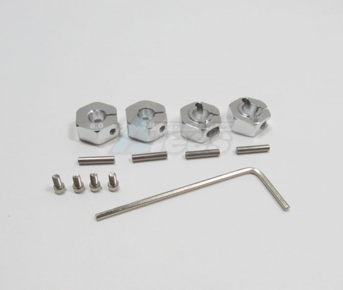 GPM Racing Traxxas Slash Aluminum Hex Adaptor (6mm Thick) 4 Pieces Silver