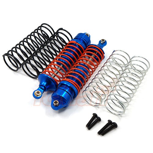 GPM Racing Traxxas Rustler VXL Aluminum Rear Adjustable Spring Damper With Aluminum Ball Top & Ball Ends - 1pr Set (1.3mm, 1.5mm, 1.7mm Coil Spring & 4mm Thick Shaft) Dark Blue