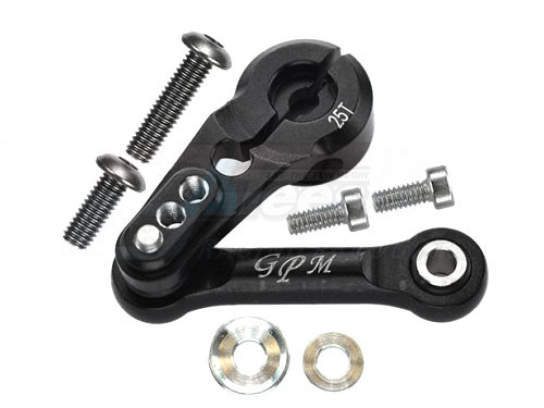 GPM Racing Traxxas Sledge Aluminium 6061-T6 Tie Rod+25T Servo Horn (95076-4) - 8Pcs Set Black