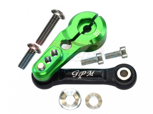 GPM Racing Traxxas Sledge Aluminium 6061-T6 Tie Rod+25T Servo Horn (95076-4) - 8Pcs Set Green