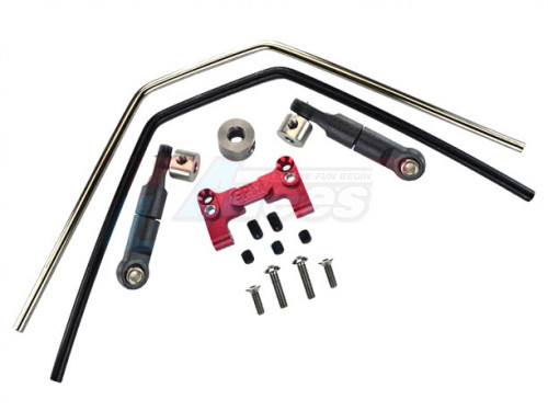 GPM Racing Traxxas Sledge Aluminium Front/Rear Sway Bar Mount With Linkage And Wire (95076-4) - 15Pcs Set Red