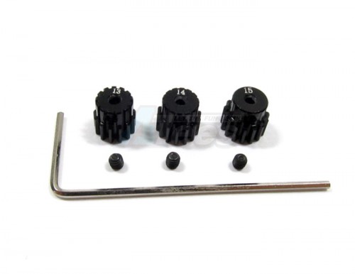GPM Racing Team Losi Mini-Baja Aluminum Motor Gear ( 13, 14, 15t ) With Hex Wrench Set Black