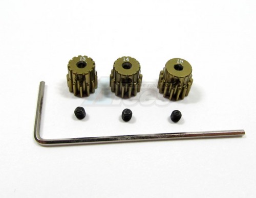 GPM Racing Team Losi Mini-Baja Aluminum Motor Gear ( 13, 14, 15t ) With Hex Wrench Set Gray Black
