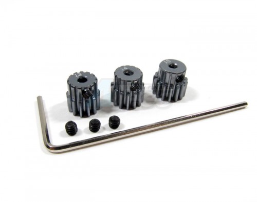 GPM Racing Team Losi Mini-Baja Aluminum Motor Gear (13, 14, 15T) With Hex Wrench - 1 Set Gun Metal