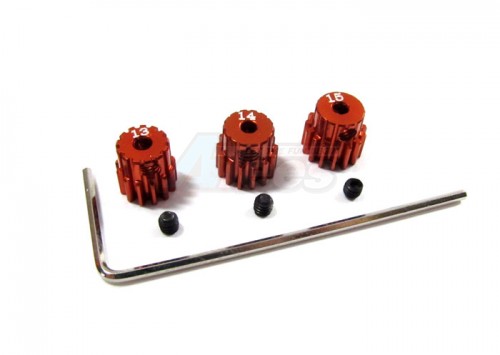 GPM Racing Team Losi Mini-Baja Aluminum Motor Gear (13, 14, 15t) With Hex Wrench - 1set Orange