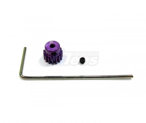 GPM Racing Team Losi Mini-T Aluminum Motor Gear 15t With Hex Wrench & Screws Set Purple