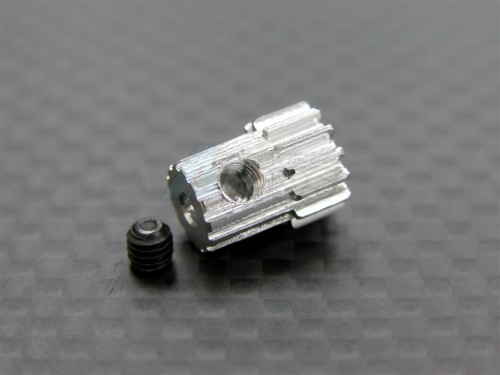 GPM Racing Team Losi Mini-T Aluminum Motor Gear 15T With Hex Wrench & Screws- 1 Piece Set Silver