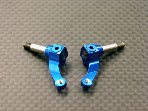 GPM Racing Team Losi Mini Slider Aluminum Front Knuckles + Titanium Wheel Shafts - 1PR Blue