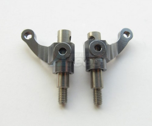 GPM Racing Team Losi Mini-T Aluminum Front Knuckle Arm + Titanium Wheel Shaft - 1pr Gun Metal