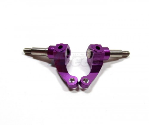 GPM Racing Team Losi Mini-Baja Aluminum Front Knuckles + Titanium Wheel Shafts - 1 pr Purple