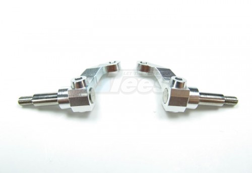GPM Racing Team Losi Mini-T Aluminum Front Knuckles + Titanium Wheel Shafts - 1PR Silver