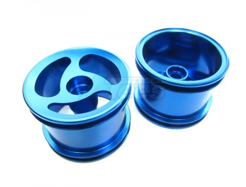 GPM Racing Team Losi Mini-T Aluminum Front Losi Sinkage Swirl Surface Rims (3 Poles) - 1 Pair Blue