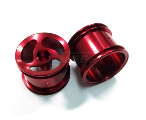 GPM Racing Team Losi Mini Desert Truck Aluminum Front Losi Sinkage Swirl Surface Rims (3 Poles) - 1 Pair Red