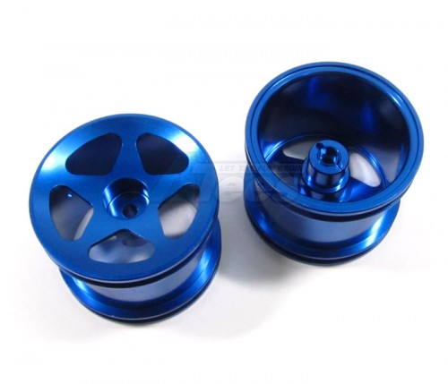 GPM Racing Team Losi Mini-T Aluminum Rear Losi Sinkage Swirl Surface Rims (3 Poles) - 1pr Blue