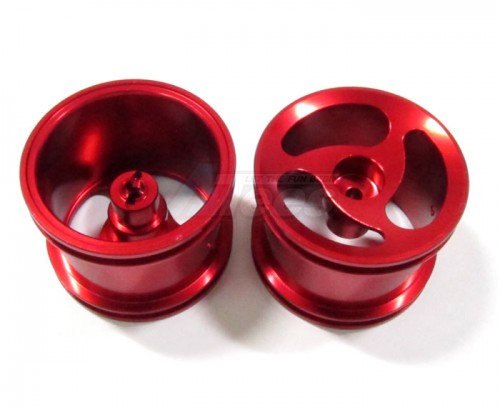 GPM Racing Team Losi Mini-Baja Aluminum Rear Losi Sinkage Swirl Surface Rims ( 3 Poles ) 1 Pair Red