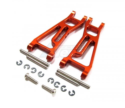 GPM Racing Team Losi Mini-Baja Aluminum Front Lower Arm With Pins & E-clips & Screws 1 Pair Set Orange