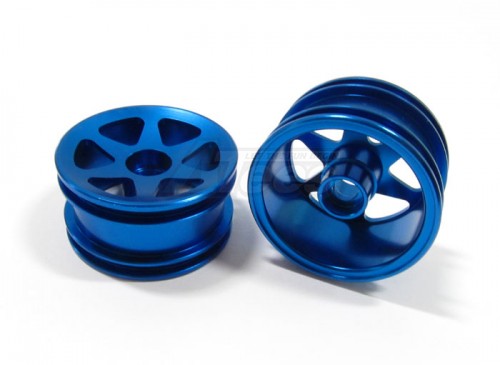 GPM Racing Team Losi Mini SCT Aluminum Front Narrow Flat Rims (6 Poles) -1 Pair Blue
