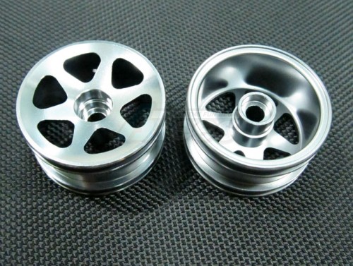 GPM Racing Team Losi Mini-Baja Aluminum Front Narrow Flat Rims (6 Poles) -1pr Gun Metal