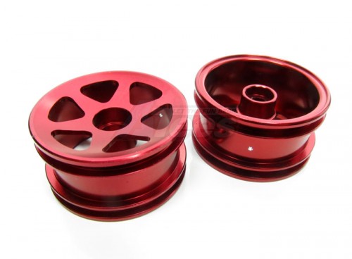 GPM Racing Team Losi Mini-T Aluminum Front Narrow Flat Rims (6 Poles) -1 Pair Red