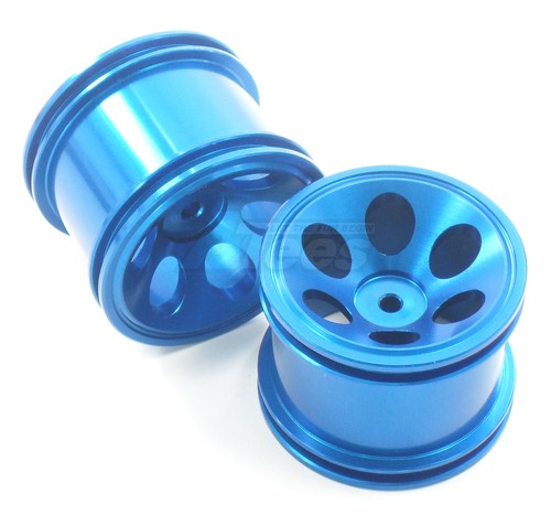 GPM Racing Team Losi Mini-T Aluminum Front Oval Pattern Wheels (6 Holes) Blue