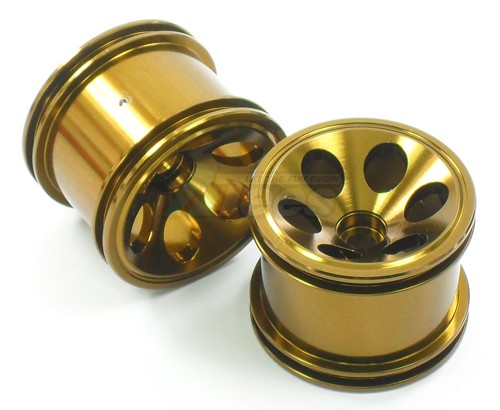 GPM Racing Team Losi Mini-Baja Aluminum Front Oval Pattern Wheels (6 Holes) Gold